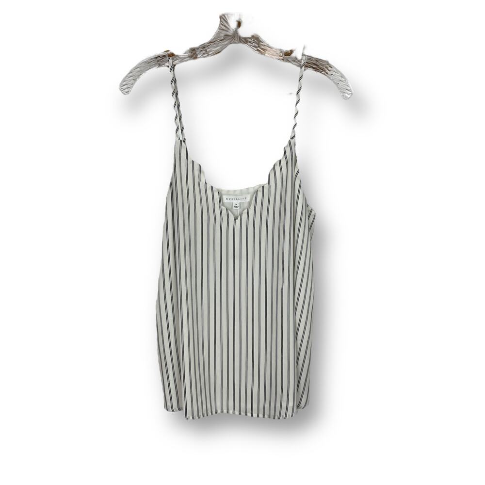 NEW Socialite women's white striped cami tank M